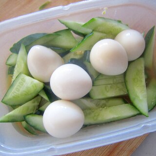 胡瓜とうずらの卵のグリル